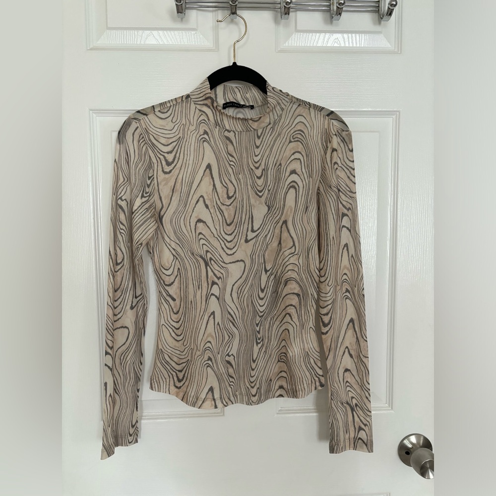 Sheer funky mock neck long sleeve